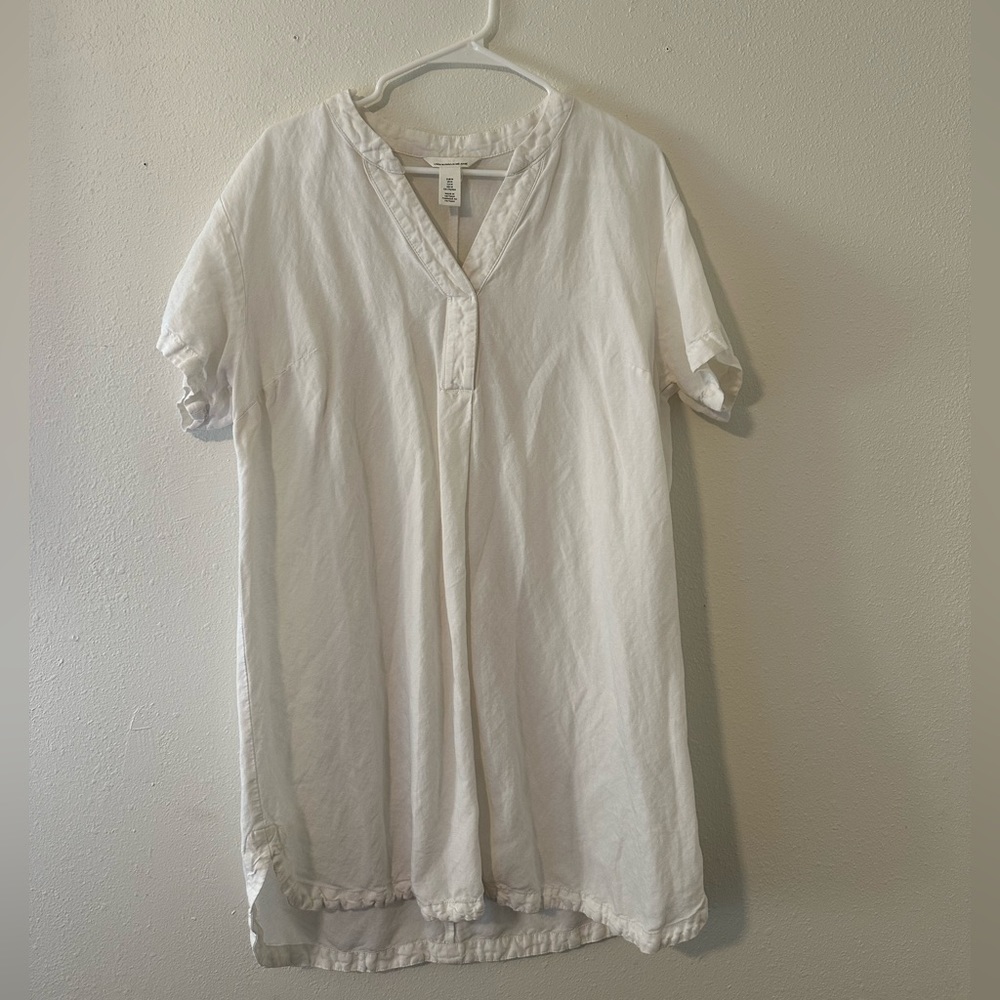 H&M linen v neck tunic dress